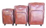 Smte Luggage Set Of 3 Pu Leather Travel Suitcases 282422 Inch Orange Red With Keychain