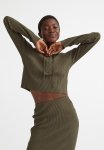 Cropped Hoodie - Dark Khaki Green