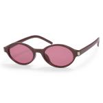 Burgundy Oval Metal Detail Sunglasses