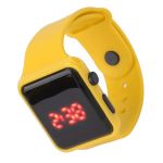 Kids Digital Sport Watch With LED Screen Quadrate Shape Backlight Yellow