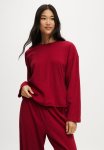 Cotton On Pointelle Rib Long Sleeve Top - Deep Red