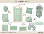 Cot Duvet Bedding Sage Green Checkered Set Plain
