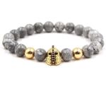 Tourmalinated Quartz Bracelet With Gold Knight Helmet & Balls
