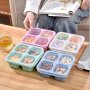 Versatile 4-Compartment Snack Box With Transparent Lid - Durable PE Material Perfect For School Fishing & Camping