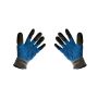 Double-dip Grey Work Gloves With Blue Coating And Black Tips