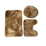 Smte 3 Piece Toilet Seat & Bathroom Mats Set Brown With Keychain