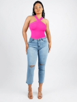 Criss Cross Halter Bodysuit - Neon Pink - Medium large