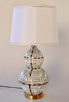 White & Gold Squiggle Lamp Base With Shade 83X40CM