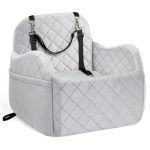 Pulsefay Dog Booster Car Seat For Small Dog Memory Foam Car Seats For Dog Grey