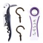 Wine Bottle Opener Corkscrew Set - Manual Jar Opener With Foil Cutter