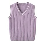 Boys And Toddler's V-neck Cable Knit Sweater Vest Kids Girls Sleeveless Pullover School Uniform Purple 2-3 Years