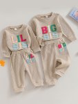 Big Sister Little Sister Matching Outfits Infant Baby Girl Jumpsuit Toddler Girl Sweatshirt Tops+pants 2PCS Clothes Set