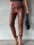 Vegan Leather JOGGERS - Coffee - Small