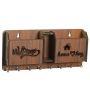 Wooden Key Holder With 8 Hooks 2 Pen Pockets & Warm Brown Finish