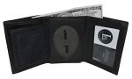Mens Leather Wallet Sheriff Officer Police Shield Fire Security Id Holder New Black