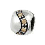 B2-C3789 - 925 Sterling Silver Cz Stone European Charm Bead - Champagne Cz Stone