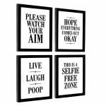 Excello Global Products Framed Wooden Bathroom Humor Signs : Decor For Home Restaurant Or Business - 8X10 Inches - Ready To Hang