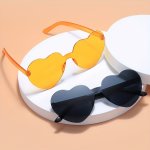 Cute Heart Shape Frame Fashion Glasses Rimless Trendy One-piece Fashion Glasses For Men Women Holiday Party Outdoor Decors Ideal
