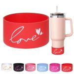 Genleas Letter Love Print Protective Silicone Boot For Stanley Quencher Tumbler 30OZ 40OZ For Hydro Flask Water Bottle 12OZ-24OZ