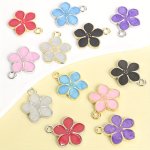 10PCS Colorful Sakura Flower Styling Enamel Drip Oil Charms For Jewelry Making Necklace Bracelet Earrings Phone Chain Cherry Pen