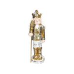 Goldair Gold And White Nutcracker With Staff 16.5X14.5X50CM