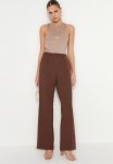 Wide Leg Formal Trousers - Brown