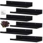 6 Pack Floating Shelves With Hanging Wall Storage Decor For Bedroom Bathroom