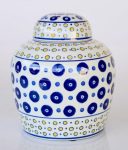 Blue & Yellow Spotted Patterned Jar With Lid 23X19CM