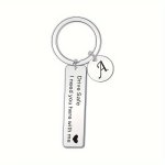 Drive Safe I Need You Here With Me Keychain Alphabet Initial Letter Stainless Steel Key Chain Ring Gift For Him Her Boyfriend Hu