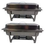 Smte Disano Stainless Steel Single Tray Chafing Dish -11 Liter Set Of 2 With Keychain