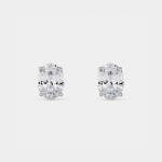 Chet Sterling Silver Cubic Zirconia Womens Oval Blossom Cup Stud Earrings