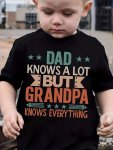 Grandpa Knows Everything Print Tee Tops Boys Round Neck Casual Short Sleeve Comfortable Soft Premium T-Shirt