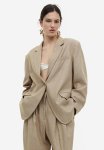 Oversized Single-breasted Blazer - Beige