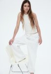 Rib-knit Cross-back Vest Top - Cream