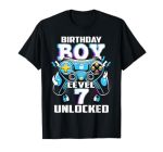 Level 7 Unlocked Video Game 7TH Birthday Gamer Boys T-Shirt