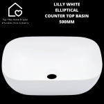 Lilly White Elliptical Counter Top Basin - 500MM