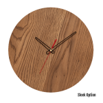 Quinn Wall Clock In Oak - 300MM Dia Mid Brown Sleek Red Second Hand