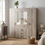 4 Door Wardrobe With Mirrors And 3 Drawers