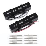 Fleor Alnico 5 Open Style J Bass Pickup Neck + Bridge Pickup Set Fit 4 String Electric Bass Guitar Part