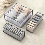 3-PIECE Foldable Non-woven Fabric Storage Boxes With 6 7 11 Compartments For Lingerie Socks Drawer And Closet Organization