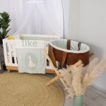 Carry Cot Leather Outside Printed Inside Ginham: Sage Green Check With Duck Goose