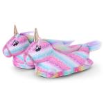 Pink And Blue Starry Fluffy Unicorn Slippers - Pink And Blue Starry Kids