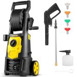 Vevor Electric Pressure Washer 2000 Psi Max 1.65 Gpm Power Washer W 20 Ft Hose & Reel 4 Quick Connect Nozzles Foam Cannon Porta