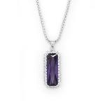 Sterling Silver Rectangular Pendant With Purple Crystal
