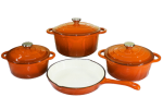 Smte Orange Cast Iron Cookware Set 7 Piece With Keychain