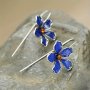 Vintage Exquisite Blue Flower Design Dangle Earrings Boho Ethnic Style Silver Plated Jewelry Delicate Female Ear Ornaments