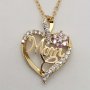 1PC Mom Letter With Flower Shaped Rhinestone Decor Heart-shaped Pendant Necklace Mother's Day Gift