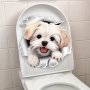 1PC Cute Puppy Toilet Sticker Self-adhesive Bathroom Home Decoration Wall Sticker Door Sticker Refrigerator Sticker Window Sticker Toilet Sticker Aesthetic Home Decoration Room Decor