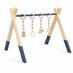 Navy Wooden Baby Gym With Wooden Dangles