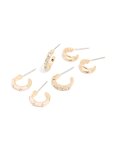 Goldair Gold Diamante & Double Hoop Earrings 3-PACK